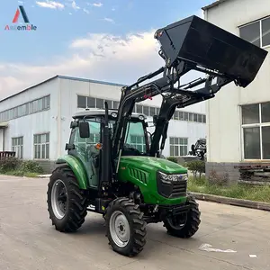 Strong power farm tractors 4x4 100HP agriculture tractor with 4 in 1 bucket and trailer