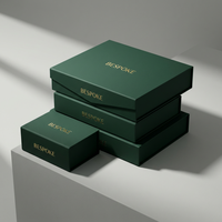 Boîte rigide magnétique de luxe vert forêt style livre - Boîte cadeau en papier texturé mat premium avec logo en feuille d'or pour marque haut de gamme