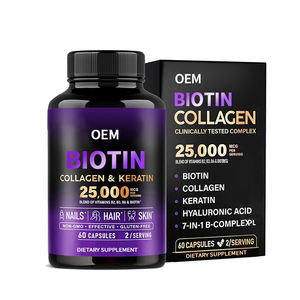 Supporto Private Label crescita dei capelli pelle bellezza forte unghie integratore Vegan biotina capsule per uomini e donne - Product Image 1