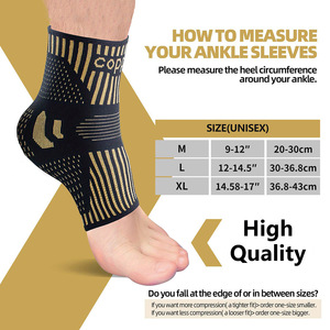 Tobillera de Fibra de Cobre Transpirable con Soporte de Compresión para Fútbol, Unisex, Adulto, Negro y Dorado - Product Image 4