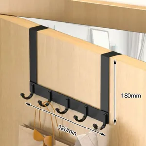 Banheiro Cozinha Alumínio Home Over Door Back Hat Key Hook 5/6/7 Ganchos Hanger Rack para Roupas