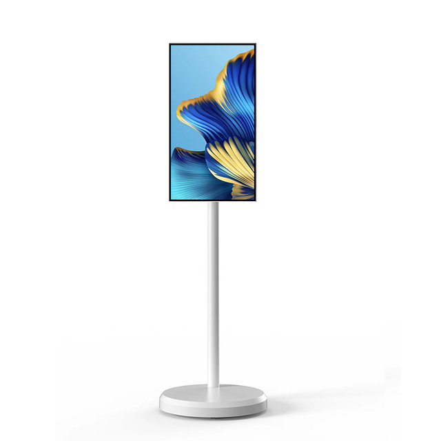 21.5 Inch Portable Smart TV Display on Wheels Android Touch Screen With Movable Battery Stand