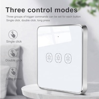 Interrupteur de scène sans fil Zigbee Tuya Smart Life App, panneau tactile de scène 3 gang, télécommande intelligente pour toute la maison, batterie, verre trempé