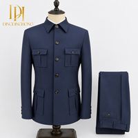 Costume homme tendance, best-seller, deux pièces, coupe ajustée, costume décontracté pour affaires, ensemble de costume décontracté à manches courtes multi-poches