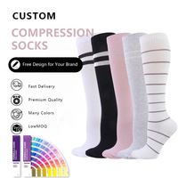 Chaussettes de compression à étiquette privée, 80% viscose de bambou, douces, respirantes, écologiques, de haute qualité, chaussettes de compression pour la maternité