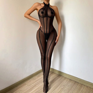 KISS ME ANGEL Lingerie Teddy sexy en soie noire transparente, élégante et sexy, pour <span class=keywords><strong>femme</strong></span>, avec décolleté plongeant - Product Image 4