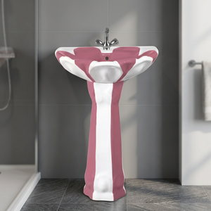 Vistaar Colorful Printed Square Ceramic Pedestal Wash Basin Elegant Modern Bathroom Lavabo - Product Image 5
