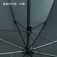 Parapluie de golf monobloc en fibre de carbone intégrale avec tige ultra-légère, revêtement noir anti-UV et cadre coupe-vent pour les professionnels