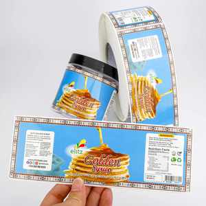 Étiquette alimentaire personnalisée en rouleau pour fabricant de produits alimentaires, autocollant adhésif en vinyle brillant imperméable pour l'emballage de pots et bouteilles de sirop doré - Product Image 2
