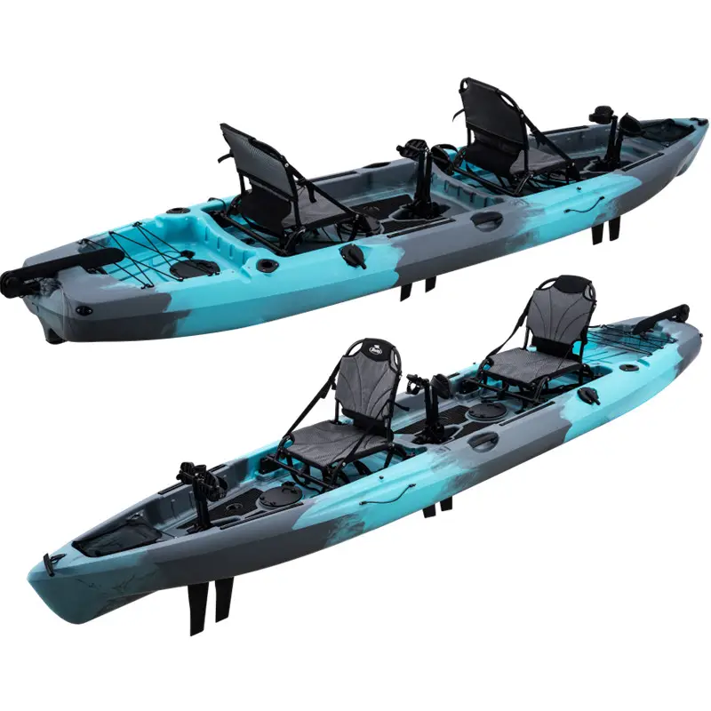 2023 kayak professionale 2 personas Pedal tandem Kayak canoa fishing drive con grande deposito a secco