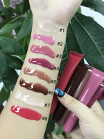 Boîte d'emballage de brillant à lèvres Vegan Private Label Hydratant Hydra Cosmetics Tubes et boîte de maquillage Brillant à lèvres transparent avec étiquette personnalisée