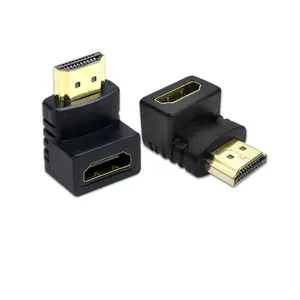 Vnew อะแดปเตอร์ HDMI สำหรับผู้ชาย,อะแดปเตอร์แปลงเสียงและวิดีโอความละเอียดสูง HDMI ตัวผู้เป็น HDMI ตัวเมีย90องศา
