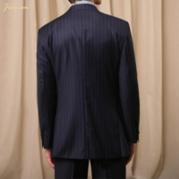Costume deux pièces de luxe pour homme, rayé marine, double boutonnage, en tissu TR extensible, lavable en machine, coupe ajustée, pour affaires