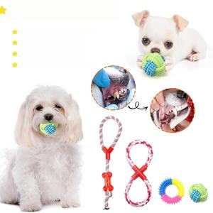 Toptan Karikatür Desenli Etkileşimli Dayanıklı Pamuklu TPR Köpek Çiğneme Oyuncak Seti Örgülü Halat Top Sürdürülebilir 4'lü Paket İç/Dış Mekan Günlük Kullanım - Product Image 6