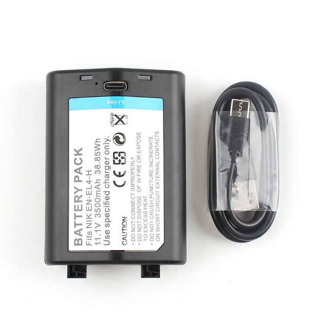 For Nikon D300 D300S D700 (Battery Grip) D2H D3 EN-EL4-H 3500mAh EN-EL4a Replacement Type-C Decode No Errors Camera Battery Pack