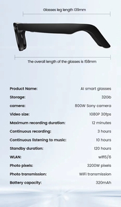 Occhiali Smart 2026E03 con Fotocamera 8MP, Anti-Vibrazione, Registrazione <span class=keywords><strong>Video</strong></span> 1200P, Traduzione Simultanea AI, Riconoscimento Caratteri, Pulsante Touch - Product Image 6