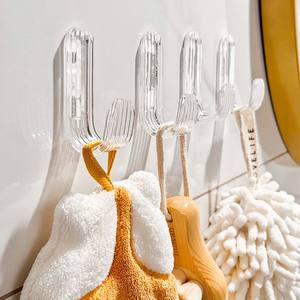 Gancho de acrílico transparente de una sola capa para puerta de baño, sin perforaciones, adhesivo de pared, accesorio de lujo para sala de estar - Product Image 2