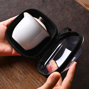 Ru Kiln Travel Tea <b>Set</b> Ceramic <b>Teapot</b> With 3 Cups Portable Storage Bag Outdoor Gift - Product Image 3