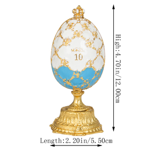 Œuf en émail bleu et blanc de <span class=keywords><strong>style</strong></span> <span class=keywords><strong>Fabergé</strong></span>, décoration couronne, cadeau d'anniversaire - Product Image 5