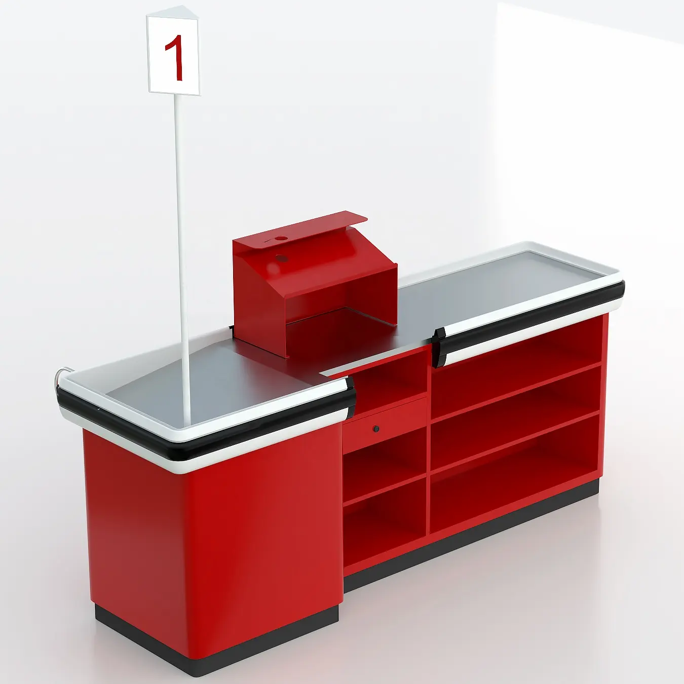 High Quality Direct Sale Red Cashier Counter Checkout Counter For Supermarket Retail Store