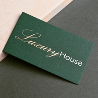 Cartes de visite personnalisées en coton vert de luxe Cartes de visite en relief avec papier d'impression spécial Cartes de visite avec logo