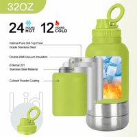 Gobelet isotherme antidérapant et étanche en acier inoxydable à double paroi de 32 oz, réutilisable, de qualité alimentaire, pour animaux de compagnie, avec couvercle, pour les voyages en extérieur avec chien