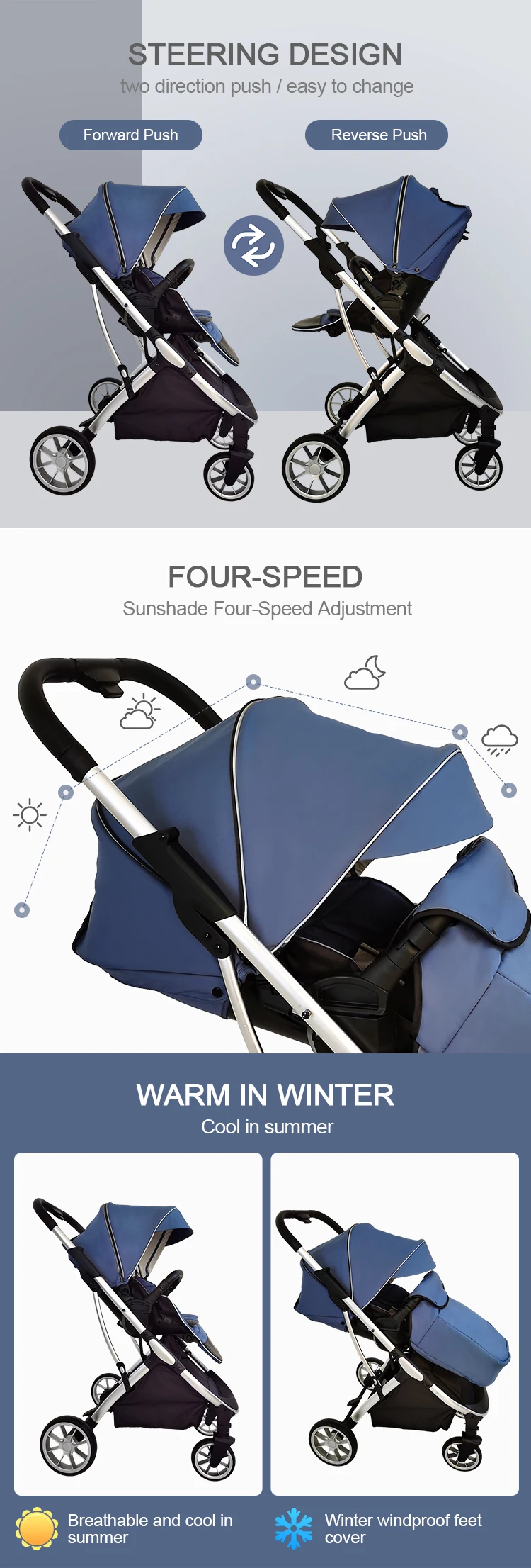 Wholesale Cheap Luxury Travel System Baby Pram Pushchair Car Seat 3 In 1 Baby Stroller