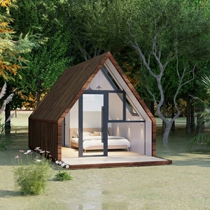 Cabane en bois à ossature A en promotion, maison de type grange pour complexe hôtelier, gîte, camping, villa préfabriquée triangulaire, chambre d'hôtes extérieure à montage rapide - Product Image 3
