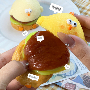 Nouveau jouet anti-stress Kawaii en TPR super épais, fait main, à presser, en forme de sandwich au poulet, de toast ou de burger - Product Image 3