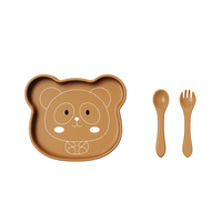 Nouvel ensemble d'alimentation pour bébé en silicone de qualité alimentaire sans BPA, avec tasse, cuillère, diviseur, bol à ventouse et assiette à motif de dessin animé, pour la vente en gros