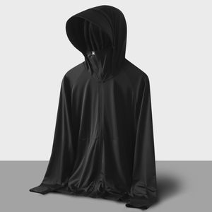 Ropa de protección solar UPF50+ para exteriores con logotipo personalizado, para hombre, de verano, anti-ultravioleta, de seda helada, fresca, con capucha, para pesca, delgada y transpirable. - Product Image 3