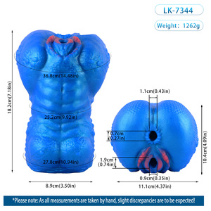 GEEBA Two Hole Full-channel Male <b>Masturbator</b> Realistic Blue Monster Ass Men's Stroker Silicone Sex Toy Retail Business Trade - Product Image 5