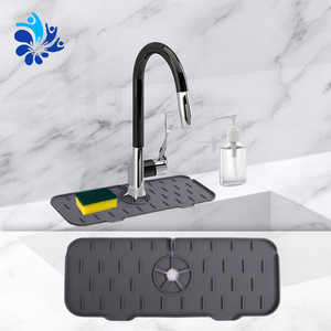 <b>Silicone</b> Faucet Drain <b>Mat</b> For Kitchen And Bathroom Gray Blue Black Pink With Drainage Design - Product Image 4