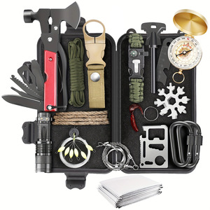 Kit d'outils de survie transfrontalier 22,5x12,5x5,5 cm, équipement d'urgence compact pour l'extérieur avec outils et fournitures multifonctions - Product Image 4