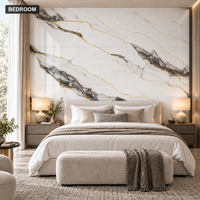 Papier peint auto-adhésif en marbre blanc gris doré de 1 mm, feuilles IXPE de 1,2 x 3 m pour les murs décoratifs des chambres d'hôtel