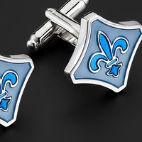 Boutons de manchette unisexes en alliage de zinc Fleur-de-lis, émaillés, pour mariages, fiançailles, événements d'entreprise, cabinets d'avocats - Nouveauté
