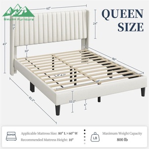 <span class=keywords><strong>Base</strong></span> de Cama <span class=keywords><strong>Tapizada</strong></span> en Terciopelo Blanco de Lujo, con Listones de Madera Resistentes, para Apartamento, Hotel, Muebles para el Hogar - Product Image 6
