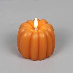 Bougies LED sans flamme à piles en cire véritable orange clair <span class=keywords><strong>petite</strong></span> citrouille d'Halloween - Product Image 2