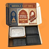 Barbecue jetable au charbon de bois pliable en matériau recyclé, boîte portable de style bento avec grille intégrée et poignée en carton ondulé Kraft