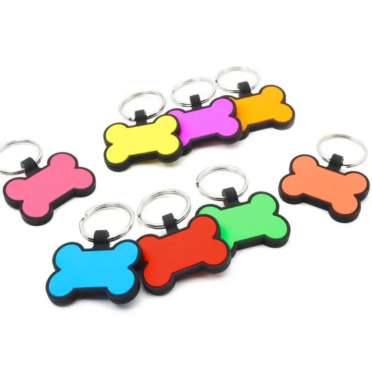 Multi estilo Forma Colorido Pet Silicone Dog And Cat Tags Pet Pvc Silicone Id Tags com logotipo