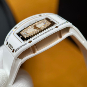 RM 07-01 Style Women <b>Watch</b> 31mm White Ceramic Tonneau Case Diamond Bezel Automatic Mechanical Wristwatch - Product Image 5