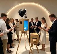 Photomaton instantané en bois avec écran tactile de 18,5 pouces, double face, en chêne, avec verre trempé, Wi-Fi, iPad, appareil photo reflex numérique