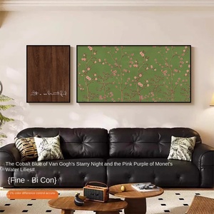 Cuadro al Óleo Enmarcado Estilo Medieval, Lienzo Decorativo para Sala <span class=keywords><strong>de</strong></span> Estar, Fondo para Sofá, Paisaje Verde <span class=keywords><strong>de</strong></span> Inspiración Francesa - Product Image 3