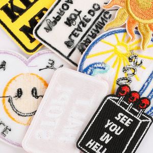 Nouveau patch thermocollant brodé Soleil, Vague marine, Feu, Avertissement de batterie électrique pour la décoration de vêtements et de sacs à dos - Product Image 3