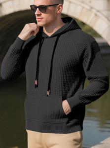 Sweat-shirt décontracté pour homme en jacquard <span class=keywords><strong>avec</strong></span> <span class=keywords><strong>capuche</strong></span> à carreaux et grandes poches - Product Image 3