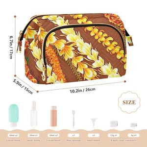 Trousse de toilette vintage hawaïenne Puakenikeni Lei avec ensemble de flacons, pochette de maquillage écologique grande capacité - Product Image 2
