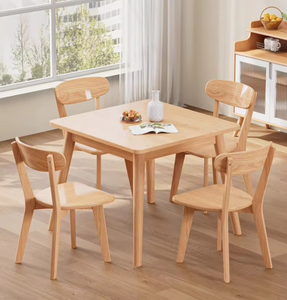 Tables et <span class=keywords><strong>chaises</strong></span> <span class=keywords><strong>de</strong></span> salle à manger en <span class=keywords><strong>bois</strong></span> massif <span class=keywords><strong>de</strong></span> style moderne, ensemble simple et <span class=keywords><strong>naturel</strong></span> en <span class=keywords><strong>bois</strong></span> avec 1 table et <span class=keywords><strong>4</strong></span> <span class=keywords><strong>chaises</strong></span> pour salon et salle à manger - Product Image 3