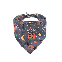 Bandana triangulaire double face pour chien, motif dessin animé Halloween citrouille, accessoire foulard-bavoir en tissu style graffiti pour animaux de compagnie