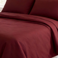 Parure de lit 4 pièces en coton 100 % personnalisée, sans plis, confortable, avec housse de couette et drap plat uni à technique tissée
