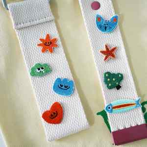 Iron-on Mini Embroidery Cute cat Fish Flower <b>Tree</b> <b>Face</b> Colorful Blueberry Patch for DIY Bag Luggage Straps Decoration - Product Image 4
